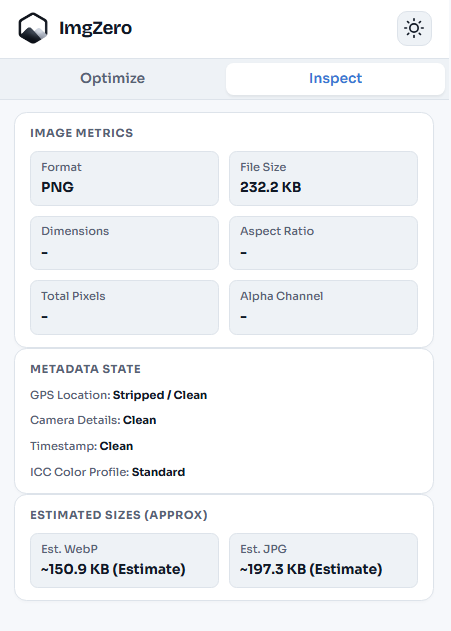 ImgZero Extension Optimization Result View