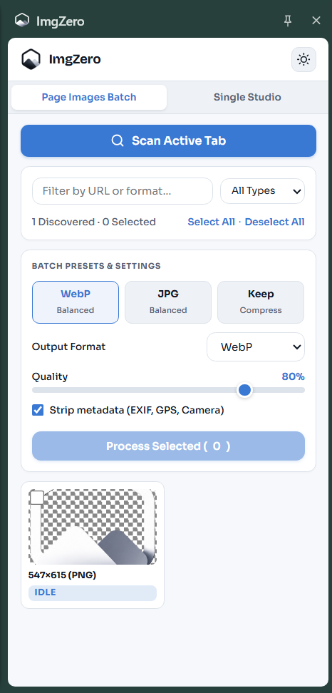 Extension Side Panel Batch Scanner UI